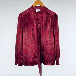 Vintage Paisley Blouse with Necktie